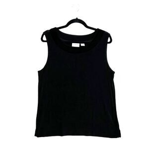 Chico's Travelers Velour Neck Sleeveless Top Women's Sz 3 (L) Black Classic Y2K